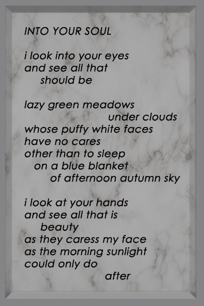 Poem from the Starlight Train Collection entitled Into Your Soul